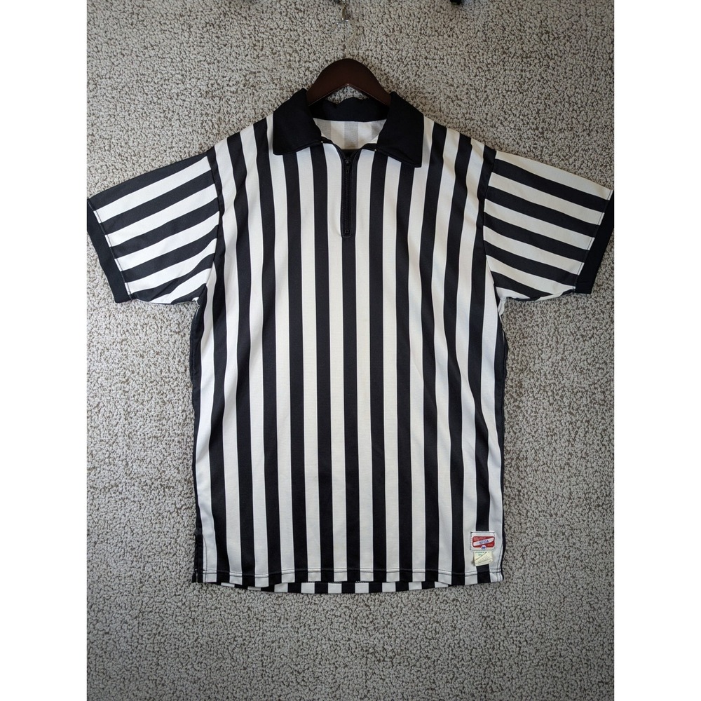 Powers MFG. Unisex Size XL Black and White Referee‎ Short S/S Front Zip NFIOA